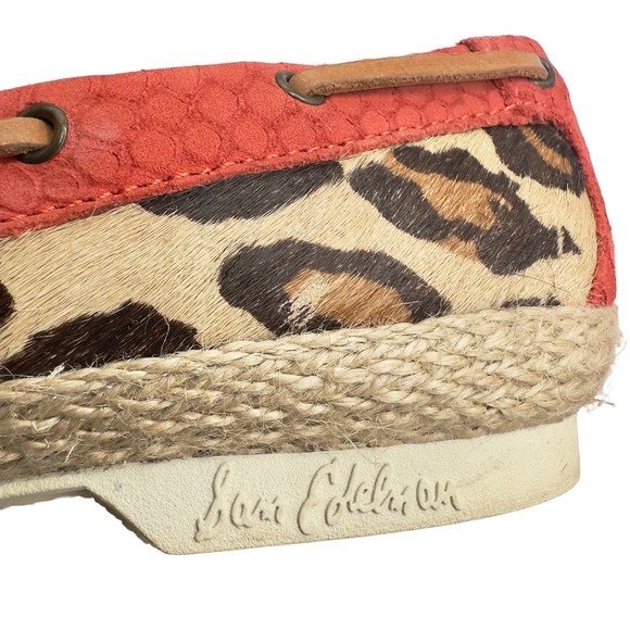 Sam Edelman | Women | Sebastian Leather Fur Leopard Slip On Boat Shoes | 6 M - Picture 10 of 13